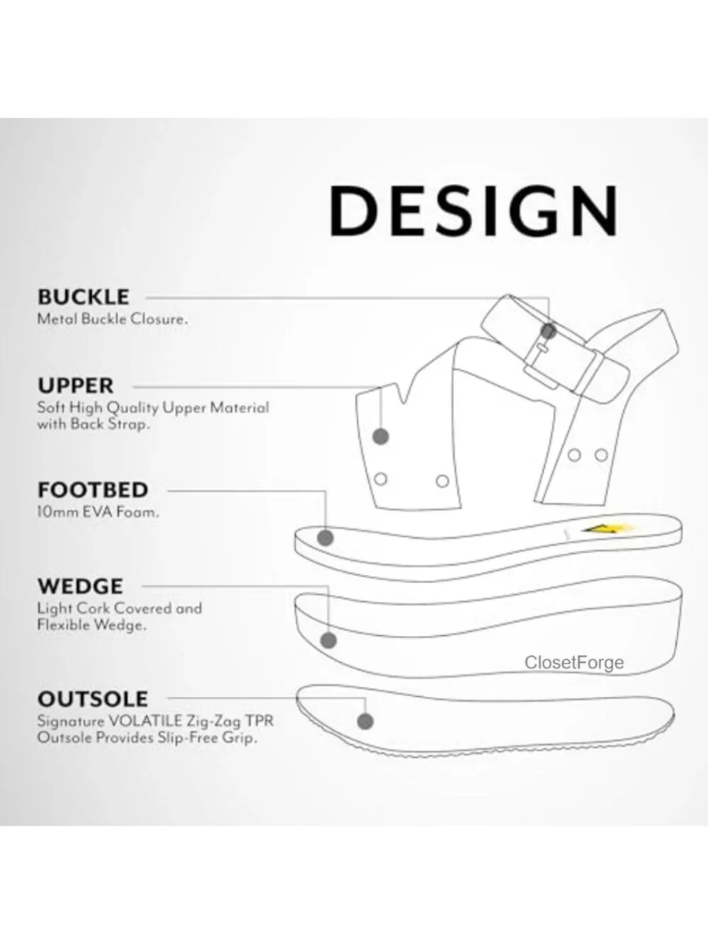 Vegan Leather Strappy Wedge Sandals Ankle Strap Water Resistant